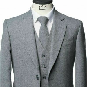 SCOTTISH LIGHT GREY LEMON TWEED WEDDING KILT JACKET