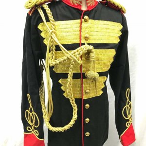 Steampunk Men's Military Jacket Gold Bullion Ribbons Hussar