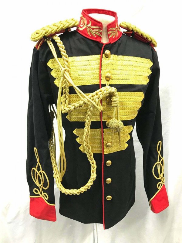 Steampunk Men’s Military Jacket Gold Bullion Ribbons Hussar