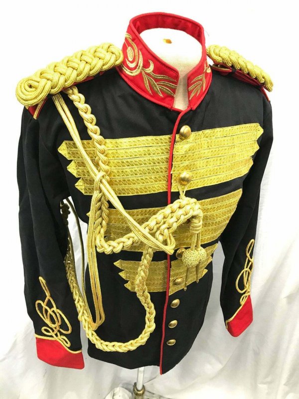 Steampunk Men’s Military Jacket Gold Bullion Ribbons Hussar