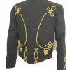 Men Ceremonial Hussar Black Military Jacket, Gold Braiding