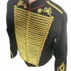 Men Ceremonial Hussar Black Military Jacket, Gold Braiding