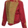 Men Ceremonial Hussar Red Military Jacket with Gold Braiding