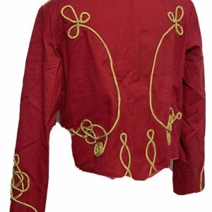 Men Ceremonial Hussar Red Military Jacket with Gold Braiding