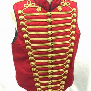 Men Steampunk Military Jacket Black with Gold Braiding Hussar