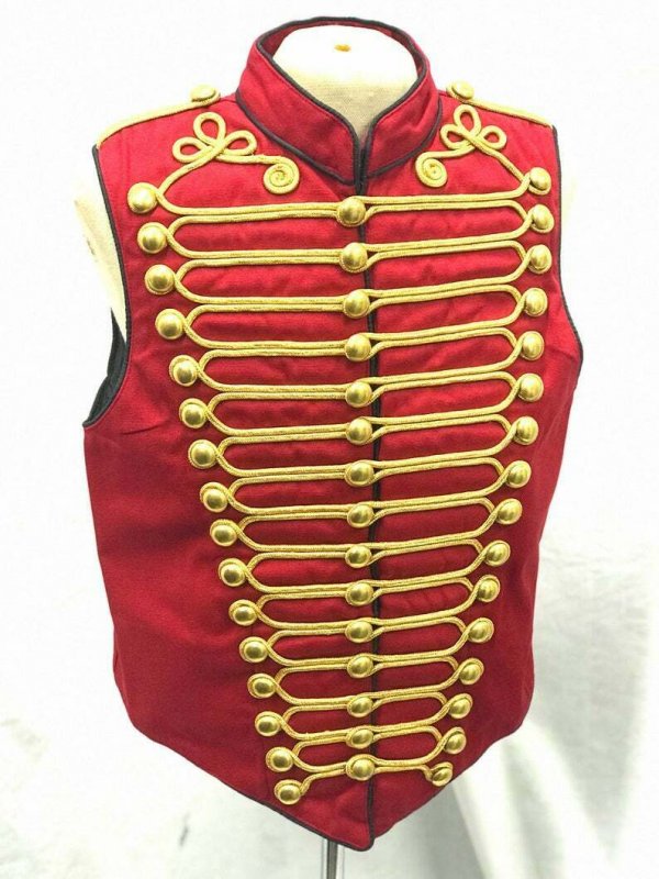 Men Steampunk Military Jacket Black with Gold Braiding Hussar