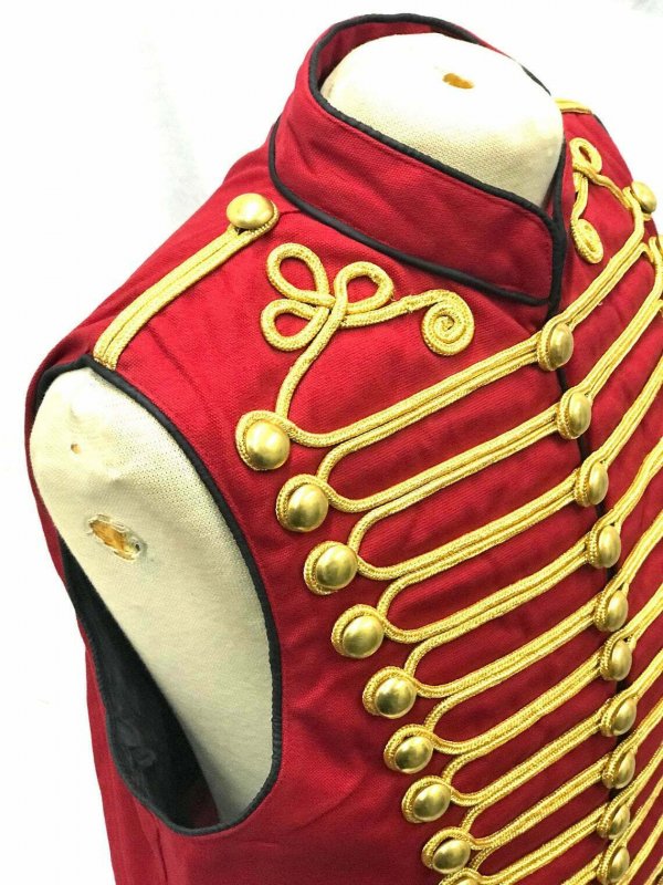 Men Steampunk Military Jacket Black with Gold Braiding Hussar