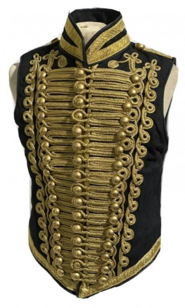 New Ceremonial Military Jacket Black with Gold Braiding Hussar