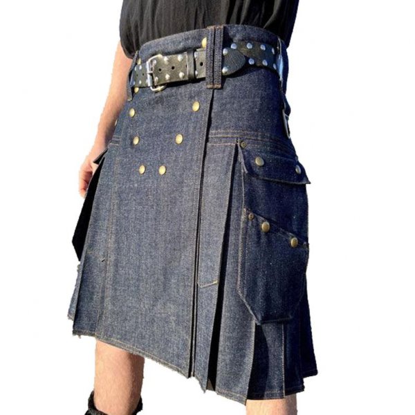 Men’s Blue Denim Utility Kilt