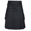 Black Denim Utility Kilt for Men