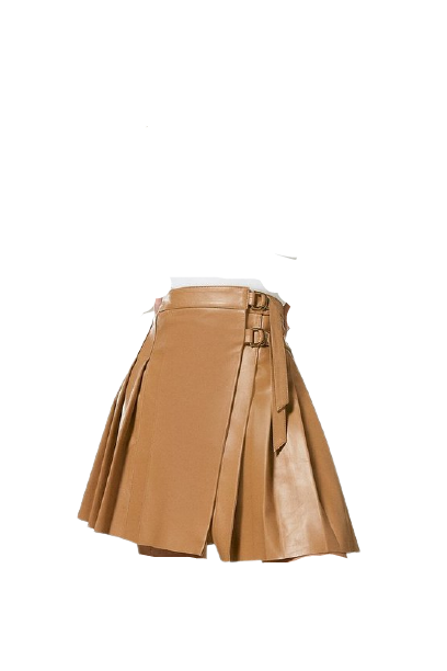 Leather Pleated Buckle Kilt Skirt. Crafted using our premium leather, this skirt is a special piece for both now and next.