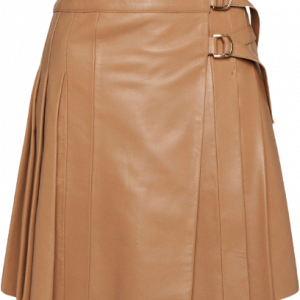 Leather Pleated Buckle Kilt Skirt