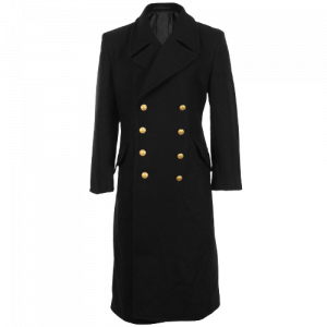 Black Navy Wool Great Coat - Winter Trench Naval Military