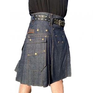 Men's Blue Denim Utility Kilt