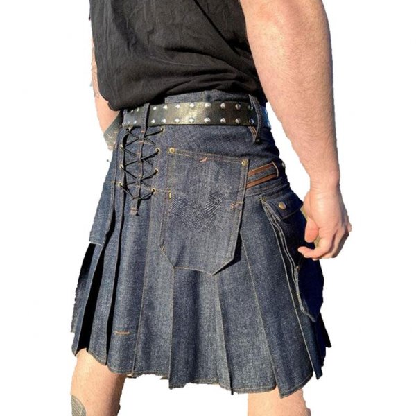 Men’s Blue Denim Utility Kilt