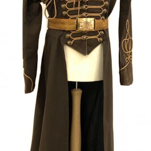 4 Pcs Steampunk Full Length Long Coat With Antique Belt