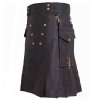 Black Detachable Pockets Kilt Scottish Utility Kilts