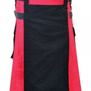 Scottish Red With Front Black Panel Kilt Utility Kilts