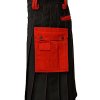 Men’s Scottish Black With Red Contras Kilt Utility