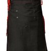 Men’s Scottish Black With Red Contras Kilt Utility