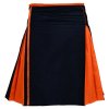 Black Hybrid Kilt With Orange Pleats Scottish Kilts