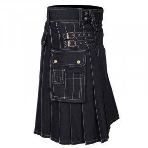 Mens Scottish Black Work Kilt Fashion Utility Kilts