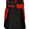 Men’s Scottish Black With Red Contras Kilt Utility