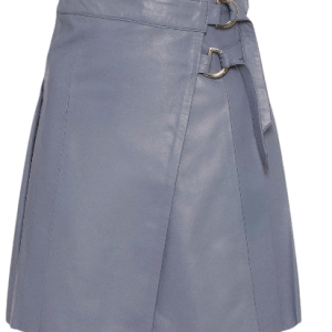 Leather Pleated Buckle Kilt Skirt