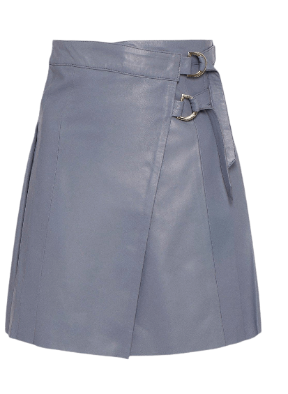 Leather Pleated Buckle Kilt Skirt