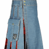 WASHED DENIM TARTAN HYBRID KILT