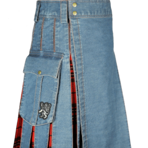 WASHED DENIM TARTAN HYBRID KILT