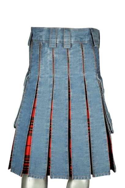 WASHED DENIM TARTAN HYBRID KILT