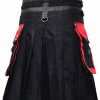 New Scottish Modern Utility Red & Black Plaid Kilt For Men