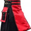 New Scottish Modern Utility Red & Black Plaid Kilt For Men