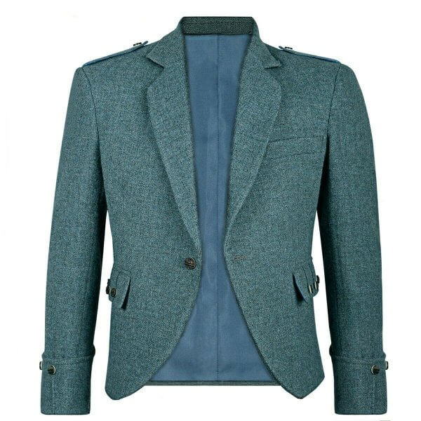 Green Tweed Argyle Kilt Jacket with 5 Buttons Vest