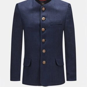 Blue Trachten Jacket Men's Serge Wool Jacket Traditional Oktoberfest Custom