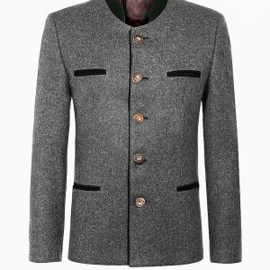 Trachten Light Grey Jacket Austrian Wool Mens Jacket Traditional Tyrol Loden