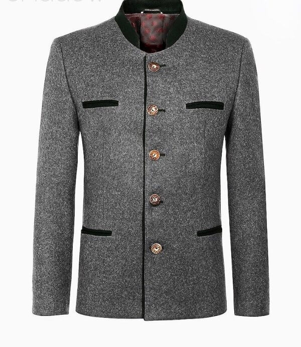 Trachten Light Grey Jacket Austrian Wool Mens Jacket Traditional Tyrol Loden