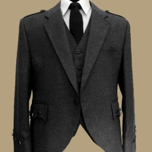 Argyll Jacket With Waistcoat ( Black Color) 100 % WOOL