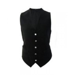 Black Scottish Kilt Argyll Jacket & 5 Buttons Waistcoat