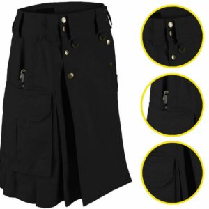 Black Tactical Men’s Combat Cargo Kilt