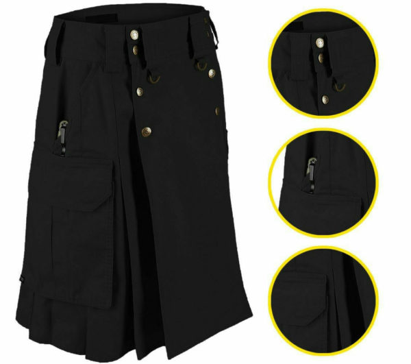 Black Tactical Men’s Combat Cargo Kilt