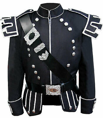 Black Traditional Scots Guards Style Doublet with Castellated Shoulder Shells