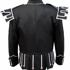 Black Traditional Scots Guards Style Doublet with Castellated Shoulder Shells