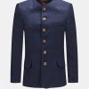 Blue Trachten Jacket Mens Serge Wool Jacket Traditional Oktoberfest Custom