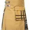 Fashion Hybrid Scottish Kilt Khaki With Camo Pleat Kilts For Men