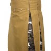 Fashion Hybrid Scottish Kilt Khaki With Camo Pleat Kilts For Men1