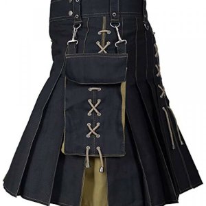 Fashion Utility Hybrid Kilt Black And Khaki