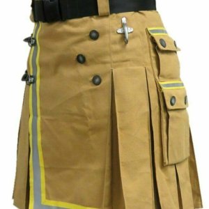 Fireman Tactical Duty Kilt Utility Khaki 100% cotton Visible Reflect