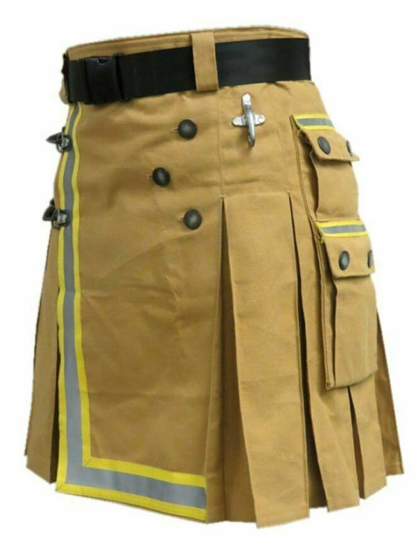 Fireman Tactical Duty Kilt Utility Khaki 100% cotton Visible Reflect1